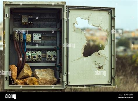 electric box damaged by car accident in the front yard|residential electrical boxes.